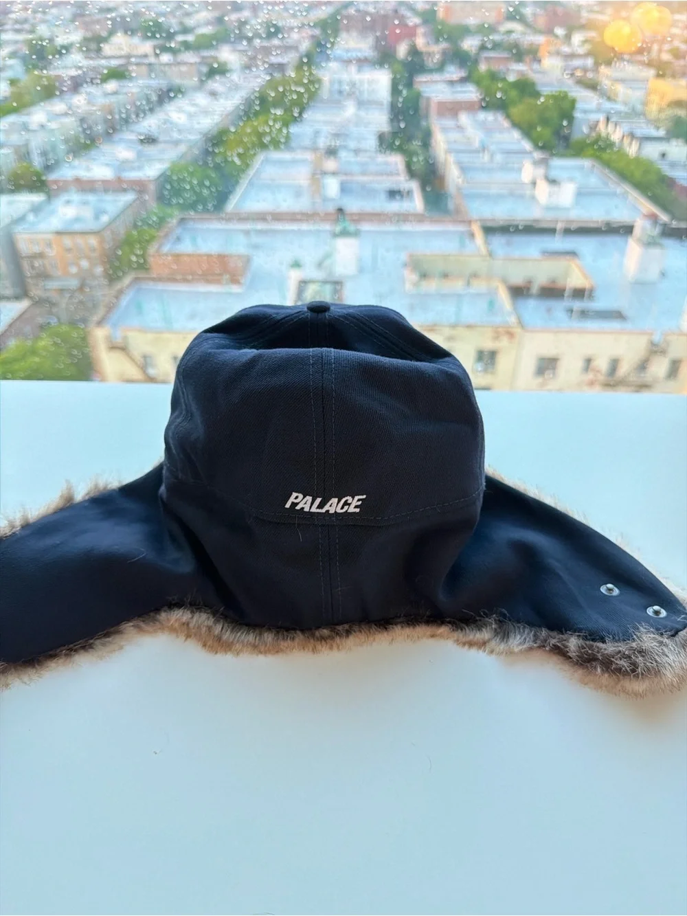 PALACE Black Snapback Hat with Brown Faux Fur Ear Flaps - Picture 6 of 7